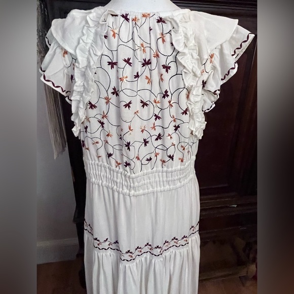 Anthropologie Embroidered Linen Midi Dress - Picture 17 of 17